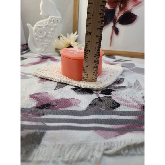 Heart Shaped Coral Pink Soapstone Jewelry Dish Vanity Trinket Box Decor - Picture 5 of 8